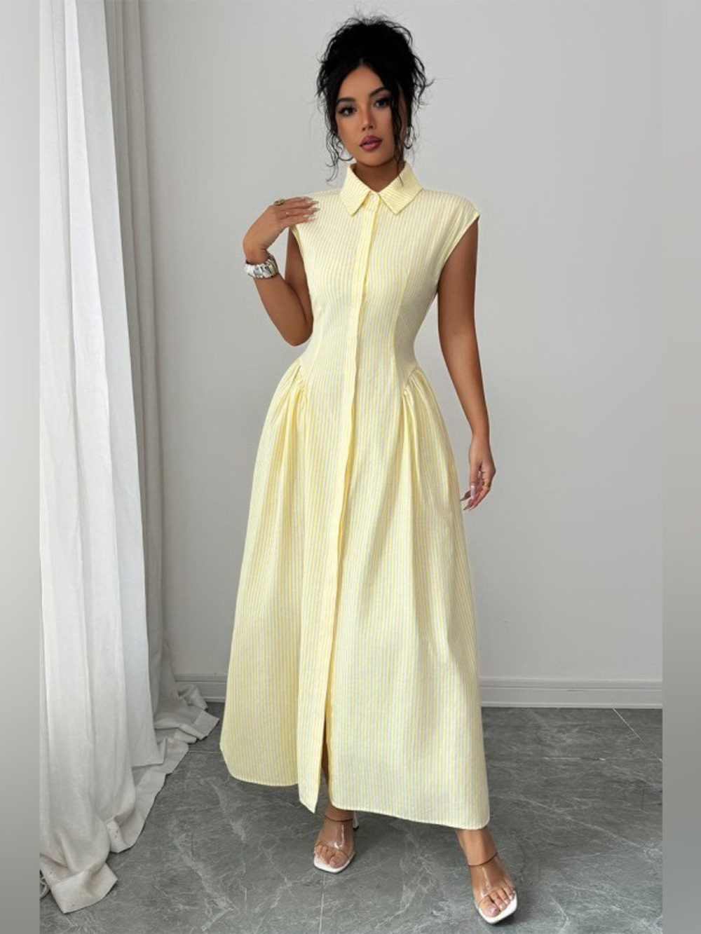 #140 Alison Stripe Maxi Dress-Yellow